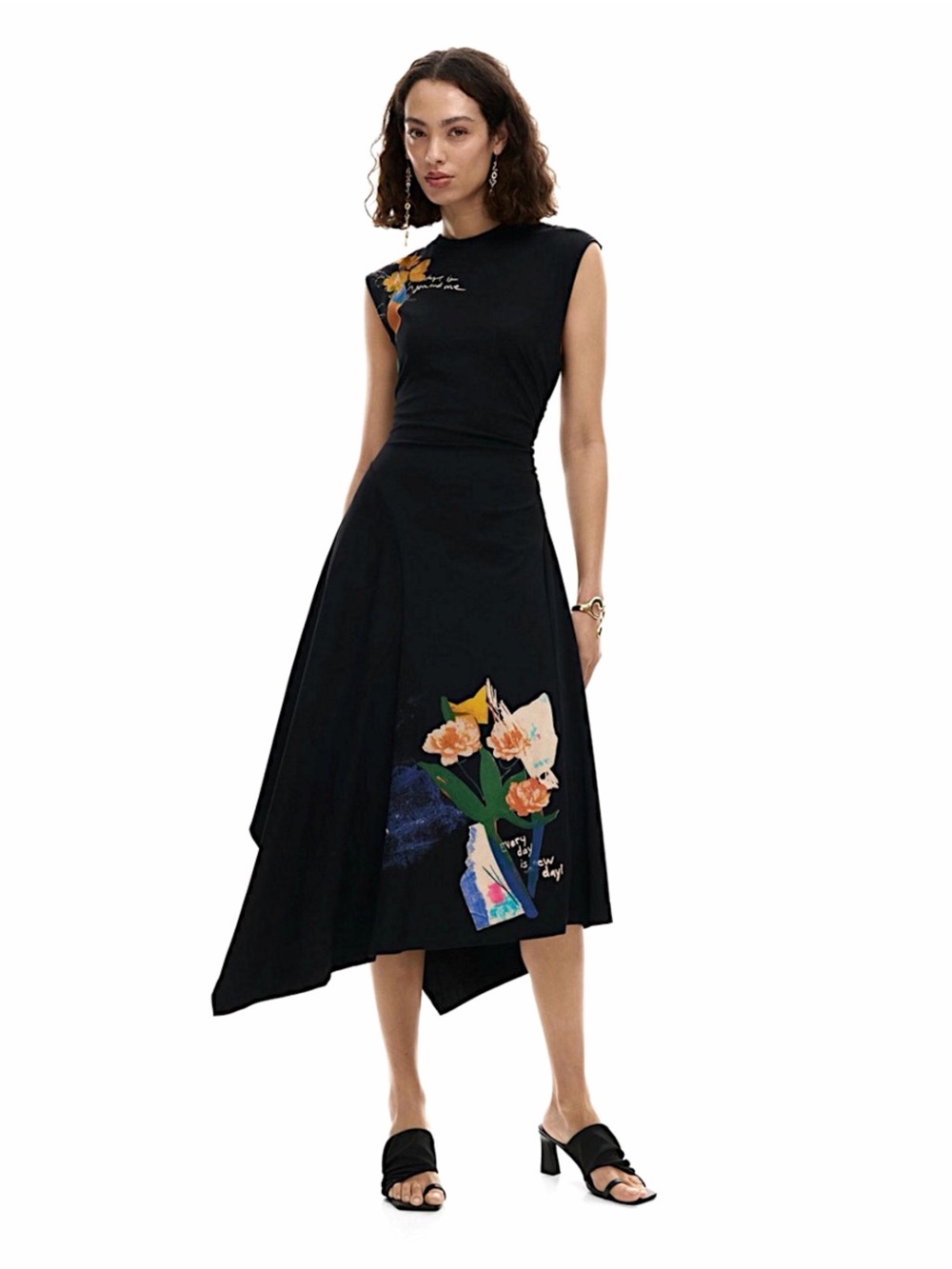 Desigual Asymmetric Floral Dress XL